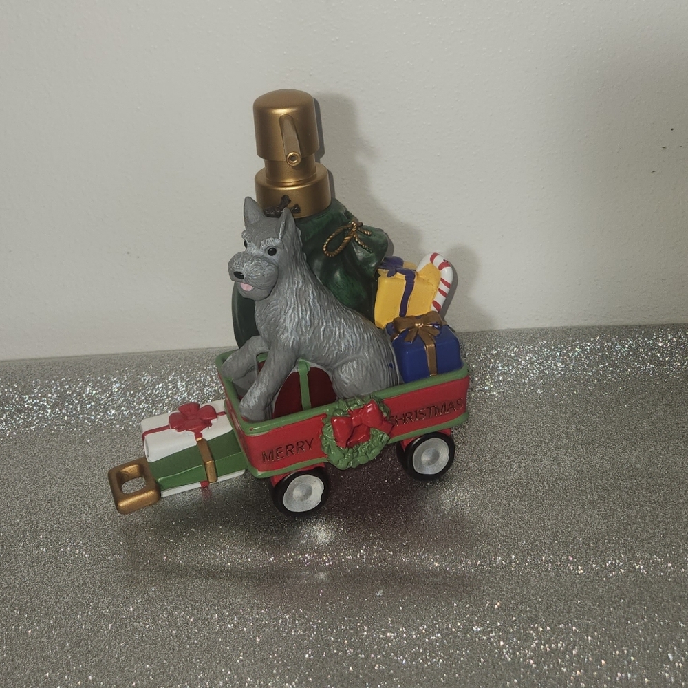 Festive Merry Christmas Dog Wagon Soap Dispenser Green, Red, Gray